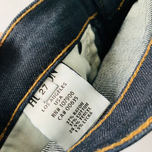 Hudson Nico Super Skinny Mid Rise Jeans Tie Dye Stretch Deno Feather Size 27 - Picture 7 of 9